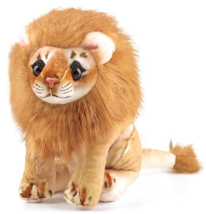 ANBOOR Löwen Plüschtiere, 22cm realistisches Löwenplüschtier, weicher, süßer Plüschlöwe für Kinder, lebensechtes Wildtier-Plüschtier als Dekoration für Geburtstagspartys