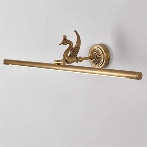 LEYWHEF Copper Vanity Lamp Retro Swan Linear Bathroom Light Fixture, Vintage Mirror Front Lighting Fitting, Adjustable Vanity Wall Sconces Bar Mirror Lights(Brass,75cm)