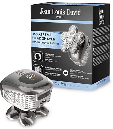 Tondeuse cheveux - JEAN LOUIS DAVID - 20209 - 6 tetes rotatives - 360° - 60 min - Gris