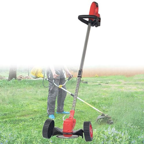 OLSKFUH Tagliaerba Elettrico Senza Fili, Tagliaerba A Batteria Ricaricabile, Tagliaerba con Lame, Tagliaerba Elettrico Portatile, per Patio, Prato E Giardino, Nero, Rosso,Red