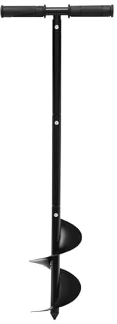 YiAndeli Hand Post Hole Auger T Shaped Garden Auger Spiral Drill Bit Manual Hole Digger Earth Auger with Handle for Planting Trees, Seedlings, Deep Cultivating Black,1