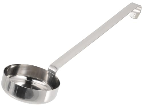 VICASKY Cuchara para salsa de pizza de acero inoxidable con mango largo, cucharón para servir salsa de pizza y sopa, cuchara de cocina para hornear y cocinar con superficie lisa Che 10,55 x 2,87