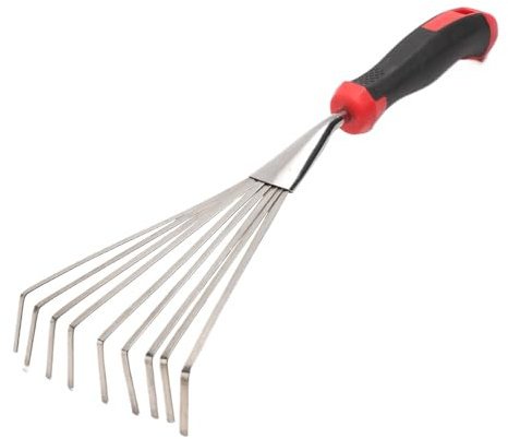 Celuicion rastrello a mano – Rastrello a mano da giardino in acciaio | Robusto attrezzo da giardino in metallo per sciogliere il terreno per prati, cespugli e terrazze