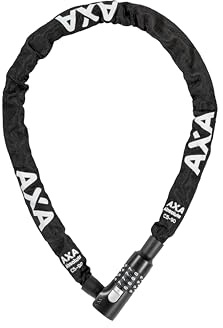 AXA Absolute C5-90 Zahlenschloss, Code Fahrradschloss 90 cm Länge, Kettenschloss, Sicherheitsstufe 7, Stahlglieder 5 mm, Schwarze Schutzhülle