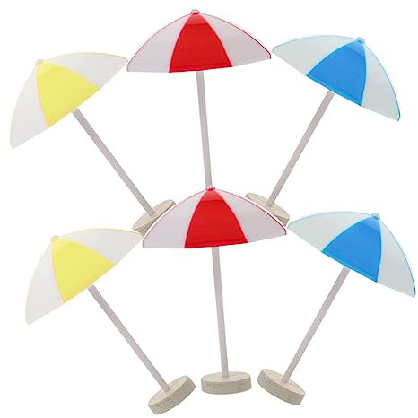 Abaodam 6pcs Miniature Beach Umbrella Ornaments Miniature Sun Umbrella Decors for Doll House Micro Landscape Beach Scene Decor Mini