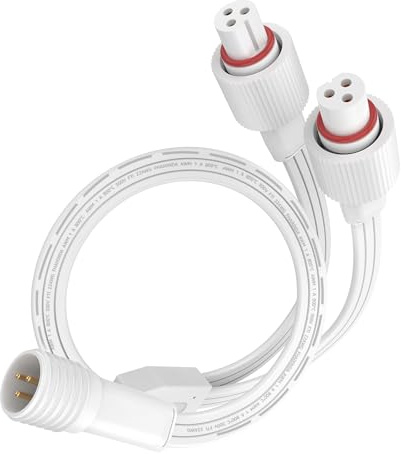 Extension Cable for Govee Outdoor Lights,Waterproof Cord, Compatible with Govee H705A H705B H705C H706A H706B H706C,3 Pin Power Cord for Outdoor Dots String Light, Y-Splitter (1 Male to 2 Female) ﻿