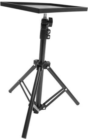 CAXUSD Adjustable 1.1m Projector Table Tripod Stand with Utility Shelf and Laptop Tray, Floor-standing Projector Holder for Home and Office Use
