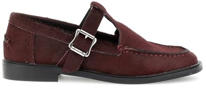 CAFèNOIR - Mocasines con Cordones De Piel Efecto Pony, para Mujer, Color Rojo, Talla 37