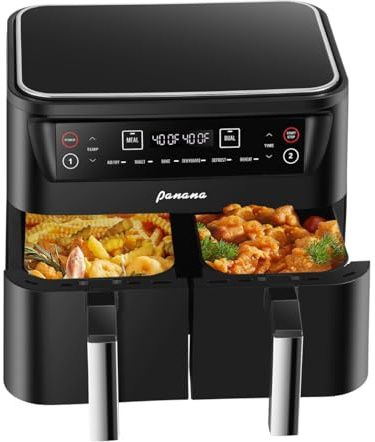 Panana 8L Air Fryer for Quick Meals, 6 Preset Function Air Fryers with Dual Basket, 2460W Oilless Healthy Cooking Airfryer for Home Use