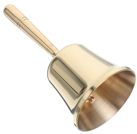 Veemoon Campanello in Ottone Massiccio per Ristorante e Insegnanti Campana Mano in Metallo Robusto con Suono Chiaro Portatile per Cucina Servizio e Reception