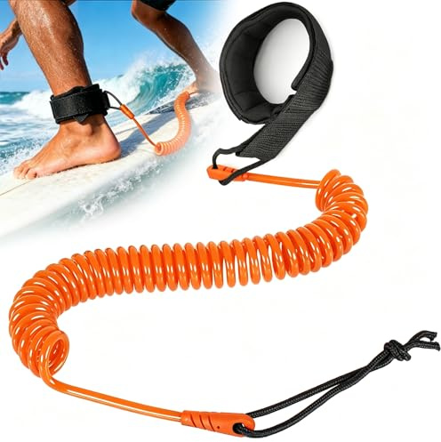 Moling Surfboard SUP Leash Coiled TPU,Boardleash für Stand Up Paddle Board,Sicherheitsleine für Surfbrett,Kajak & iSUP (Orange)