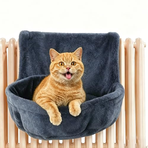Sacco per gatti per termosifone, lettino riscaldante per gatti con morbido rivestimento in peluche, caldo letto per gatti da appendere con gancio in metallo per tutti i comuni riscaldatori, amaca