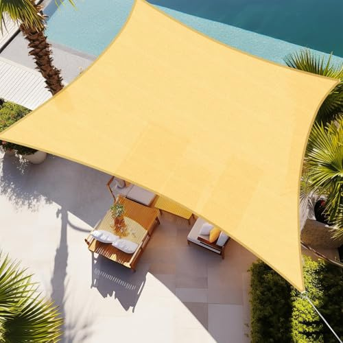 Shade&Beyond Toldo Vela Rectangular, 1.5x1.5m Protección UV 98%, HDPE, Transpirable, Resistente Vela de Sombra para Patio, Terraza, Exterior o Balcón, Arena