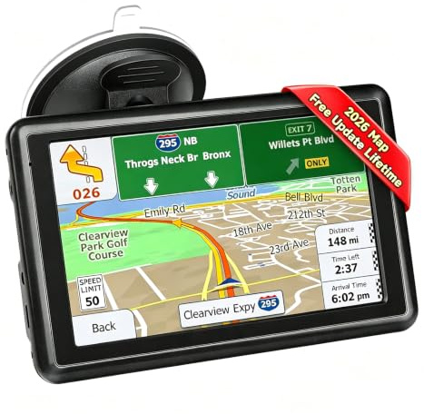 5 inch Sat Nav, Car GPS Navigation System for Trucks, with UK and Europe Maps, Lifetime Free Updates, Support Postcode Search and Voice Guidance