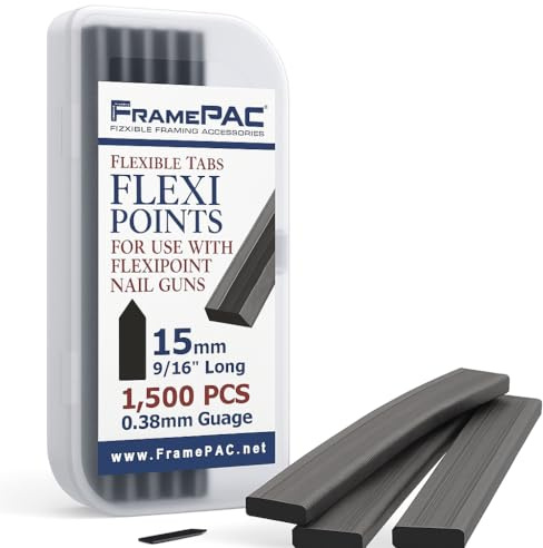 FramePac Flexipoint Lot de 1500 tournevis de point pour cadres photo 15 mm (tournevis AKA pour encadrement photo, compatibles avec tournevis à double point d'entraînement, points de vitrage)