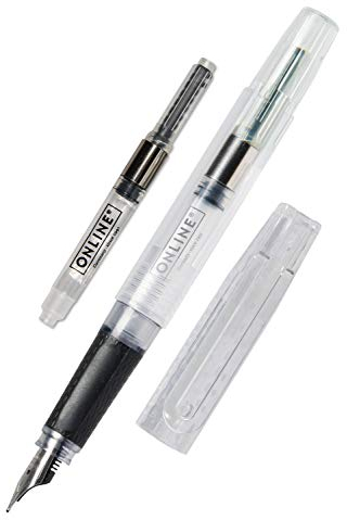 ONLINE Füllhalter Bachelor,transparenter Füller, Iridiumfeder EF, Patronenfüller für Standard-Tintenpatronen, ergonomisches Griffstück, nachhaltiger Konverter