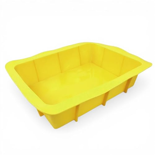 Moule en silicone XXL pour la cuisson et la cuisson (jaune) - Antiadhésif - Passe au four - Passe au congélateur - 30 x 20 cm - Moule à airfryer XL - Sans BPA - Moule à gâteau en silicone - Moule à