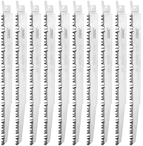 10Pcs 9” Reciprocating Saw Blade for Wood Pruning Cutting, 5-TPI Big Teeth Saw Blade, Carbon Steel Metal Sabre Saw Blades, Wood Pruning Saw Replacement for Dewalt Bosch Black & Decker Makita