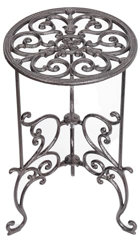 Sungmor Robuster Topfpflanzenständer aus Gusseisen, 49,3 cm, 1 Etage, Metall-Pflanzgefäß, dekorativer Blumentopfhalter, Vintage & Rustikaler Stil, für drinnen und draußen, Garten