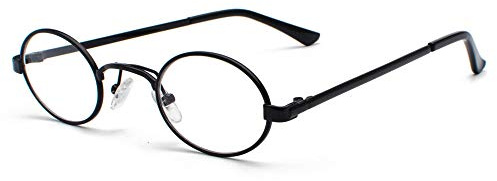 YHKF Vintage Brillen Männer Tiny Oval Metal Retro Brille Rahmen Frauen Kleine Runde Dekoration Zubehör-Schwarz