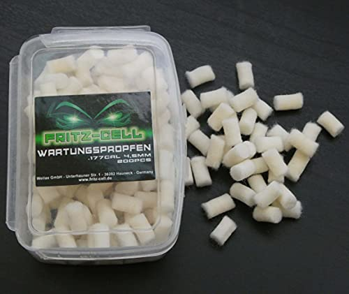 fritz-cell 600 Schnellreinigungspfropfen Filzreiniger Luftgewehr und Luftpistole CO2 Waffen Luftgewehren und Luftpistolen, sowie Airsoft Pistolen 4,5 mm