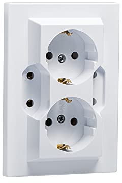 4-fach Unterputz Schukosteckdosen Scutzkontakt Steckdose Einbau Steckdose IP20 (5403 Weiss)