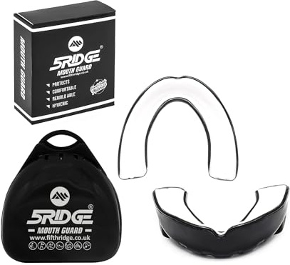 Mundschutz Gum Shield - Professioneller Mundschutz für Kontaktsport, Rugby, Kampfsport, Karate, Rugby, MMA, Boxen, Hockey, Fußball flexibel für Jugendliche & Erwachsene (Schwarz/Weiß, Junior(<11))