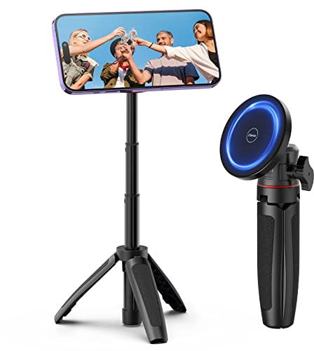 ULANZI Magnetic Cell Phone Tripod Compatible with MagSafe, Mini Extendable Selfie Stick 360° Ball Head Tripod Stand Handle Grip for iPhone 17 16 15 14 13 12