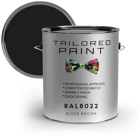 RAL8022 Black Brown 2.5L Direct To Metal 1k Brush or Spray On Paint Gloss Smooth Finish Exterior & Interior (All-in-One Primer, Undercoat & Topcoat - Corrosion & Rust Resistant)