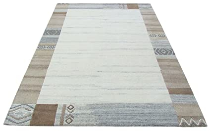 Nepal Teppich Handgeknüpft Beige 100% Wolle Orientteppich Compatible with Braun 160X220 cm N-147