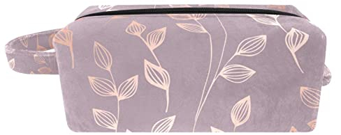 Schminktasche mit Reißverschluss Reisekosmetiktasche Schminktasche,roségold Blatt Blumen,Kosmetik Organizer für Frauen
