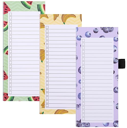 Yafe 3 Pack Magnetic Shopping List Pad for Fridge, 150 Tear Off Sheets 21.4 x 8.8cm Magnet Notepad Grocery List Fruit Theme Magnetic Notepads for To Do Lists, Shopping, Locker, Filing Cabinet