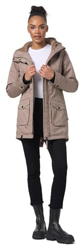 Navahoo Damen Winterjacke warme Winter Jacke mit Teddyfell B951 [B951-Brinj-Taupe-Grey-Gr.XL]