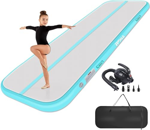 PPXIA Gymnastikmatte Air Matte Track 3M 4M 5M 6M 10/20CM Höhe, Turnmatte Tumbling Matten mit Komplettes Zubehör, Aufblasbar Gymnastik Matten für zuhause Outdoor Yoga