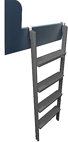 Black/White Only Metal Bunk Bed Ladder with Pine Pedals & 2 Hooks, Higt Camper Ladder for Camping/Motorhome/Loft Dorm, Angled Safety Double Wooden Ladder (Color : Black, Size : 1.75m/5.7ft/6