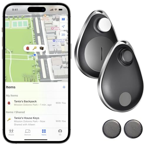 Utag GPS Tracker for Kids Hidden 2 Pack, Bluetooth Tracker Works with Apple Find My (iOS only), Waterproof, Lost Mode, No Monthly Fee, Suitable for Children, Elderly, Pets, Backpack(Black)