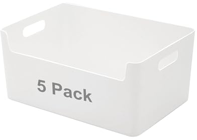 LYLIDIA Aufbewahrungsbox Küche Körbe Kunststoff 25 cm 5 Stück Niedrigeren Vorderseite Aufbewahrungskorb Bad Organisationsboxen Plastikbox Regal Schrank Organizer Boxen