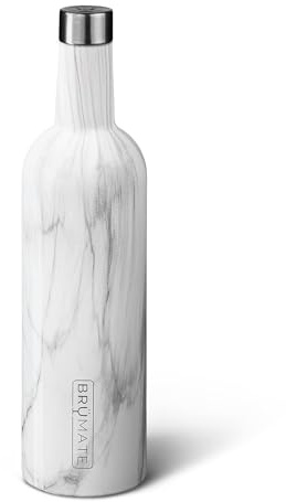 BrüMate Winesulator 25 Oz Triple-Walled Insulated Wine Canteen Made Of Stainless Steel, 24-hour Temperature Retention, Shatterproof, Comes With Matching Silicone Funnel (Marble)