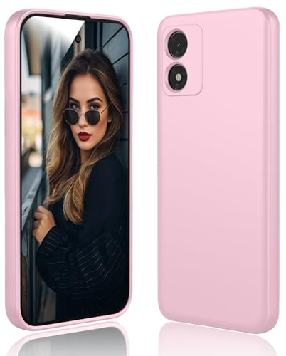 DESSEN Funda para Motorola Moto E13 - Líquida Silicona Carcasa con Forro de Microfibra Antiarañazos Delgada y Suave TPU Cover Anti-Choques Protectora Case, Rosa