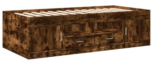 vidaXL Dagbädd med lådor rökfärgad ek 90x190 cm konstruerat trä, gästsäng, extrasäng, bekväm gästsäng, gästsängar, bekväm dagbädd, gästsäng med lådor