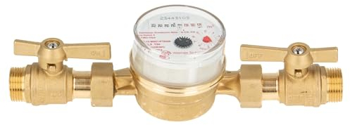 Einstrahlzähler ETK Kombi-Set (Warmwasser) bis 90 Grad Länge 110 mm, inkl. Kugelhähne MS blank 3/4 Zoll AG