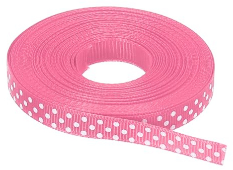 QUARKZMAN Grosgrainband 10 meter 20,4 cm ljusröd rosa med vita prickar rosett band hantverk dekoration förpackning bröllop presenter gör-det-själv handgjorda