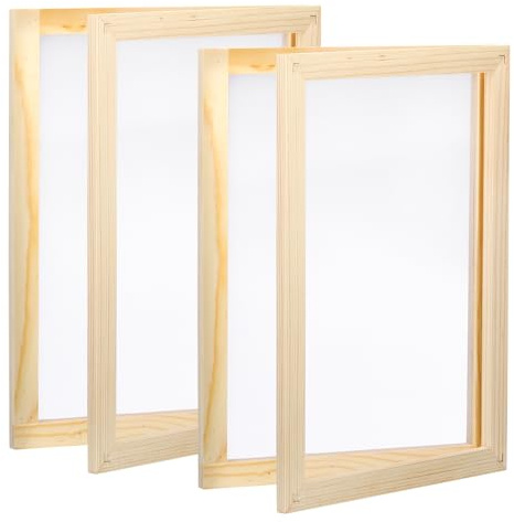 PATIKIL A4 Sizes Wooden Paper Making Screen, 2Pcs 11.8 x 8.3 Inch 2 in 1 Paper Making Mould and Deckle Papermaking Supplies Frame for Paper Making DIY Crafts, Wood Color