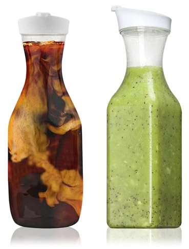 ulafbwur Saftflasche mit luftdichtem Deckel, 1,4 l Easy-Pour Pitcher für Getränke, Saftkaraffe mit luftdichtem Deckel, Getränkebehälter für Kühlschrankaufbewahrung, Bar Gefrierschrank, auslaufsichere