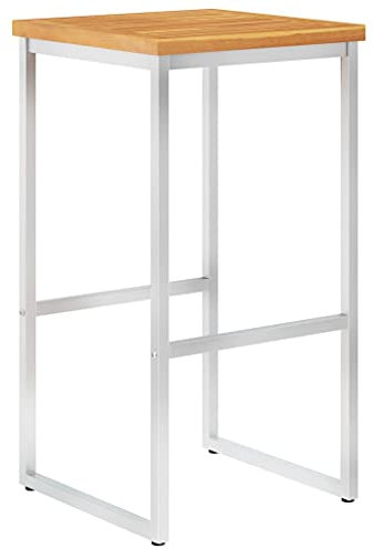 HETFTJN Strandsessel Gartenstühle Set Einfacher Strandstuhl Lounge Sessel Outdoor - Barhocker 4 STK. Massivholz Akazie und Edelstahl für Outdoor Terrassen Balcony Garden