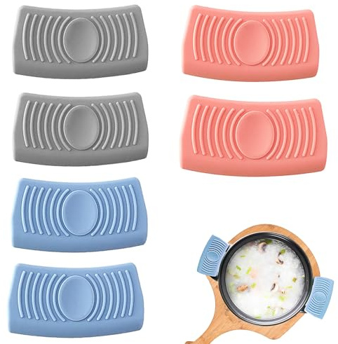 Silicone da Cucina Manici,6 Pezzi Manico Caldo In Silicone Antiscottatura Presine Silicone da Cucina Manici per Pentole Portavasi in Silicone per Padelle Calde,Piastre,Teglie Da Forno