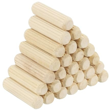 PATIKIL 120 stycken 8 x 35 mm set med träpluggar, räfflade träpluggar, träpennor, pluggset, räfflade träpennor, pluggar, trä med spår för snickerimöbler, dörr, konsthantverk, projekt