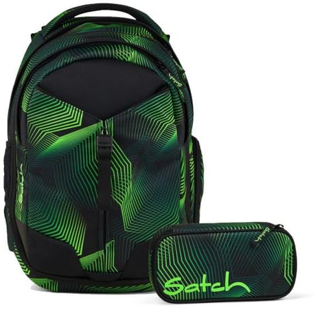 Satch Match Schulrucksack Set 2tlg. inkl. Schlamperbox (Seismic Green)