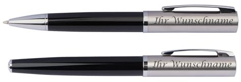 hochwertiges Metal Schreibset mit Gravur / bestehend aus Kugelschreiber + Rollerball