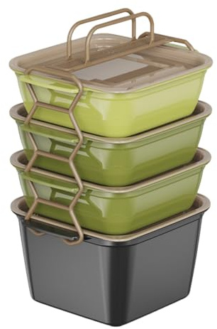 Contenedor de almacenamiento de frutas, bandeja para servir aperitivos, portátil, apilable con asa, bandeja multifuncional versátil para viajes, fiestas, picnic, playa, coche, almuerzo, hogar